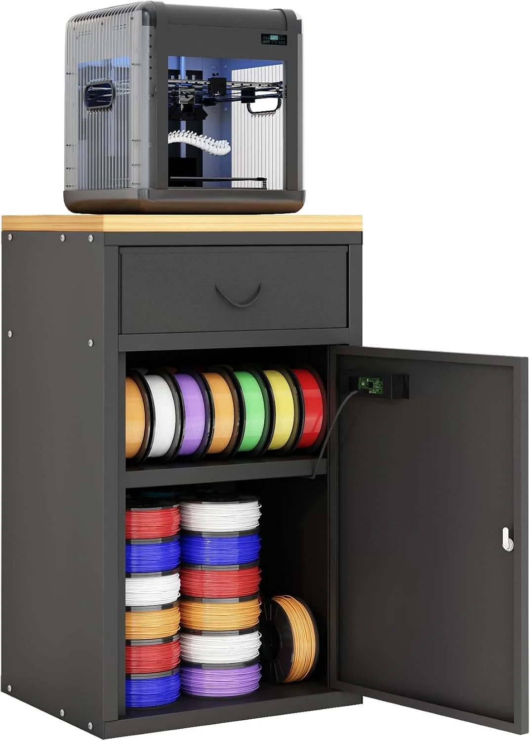 کابینت نگهداری فیلامنت پرینتر سه بعدی 180 لیتری با رطوبت گیر (توان خشک کنندگی 60 وات، مصرف متوسط ​​کمتر از 8 وات)، جعبه کابینت رطوبت گیر صنعتی مناسب برای 40 رول نایلون/PLA/ABS/TPU، مشکی