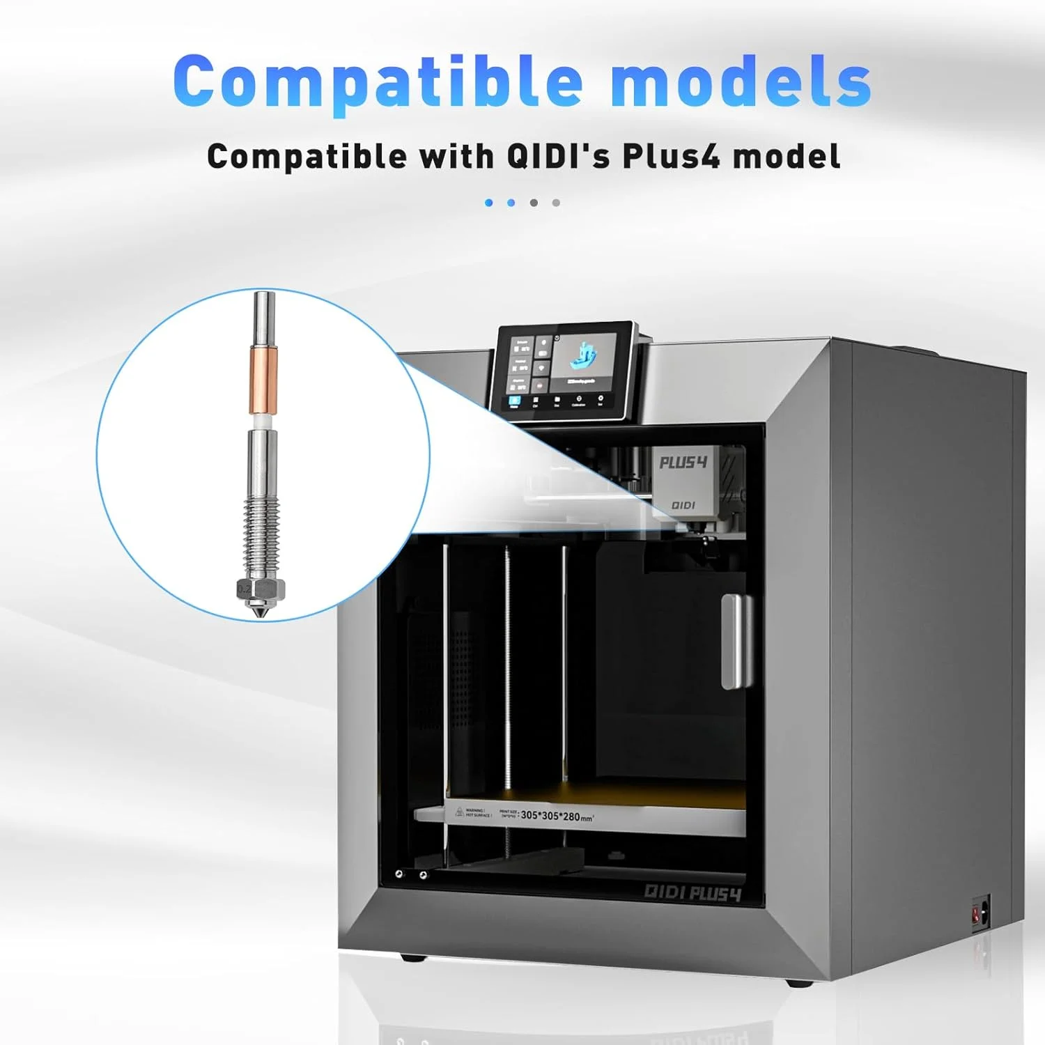 نازل 0.2 میلی متری دو فلزی برای Qidi Plus4 با مکانیزم رهاسازی سریع، عایق سرامیکی یکپارچه، نازل 0.8 میلی متری، نازل یکپارچه سرامیکی QD-4.5-0.2، مقاوم در برابر درجه حرارت بالا برای Qidi