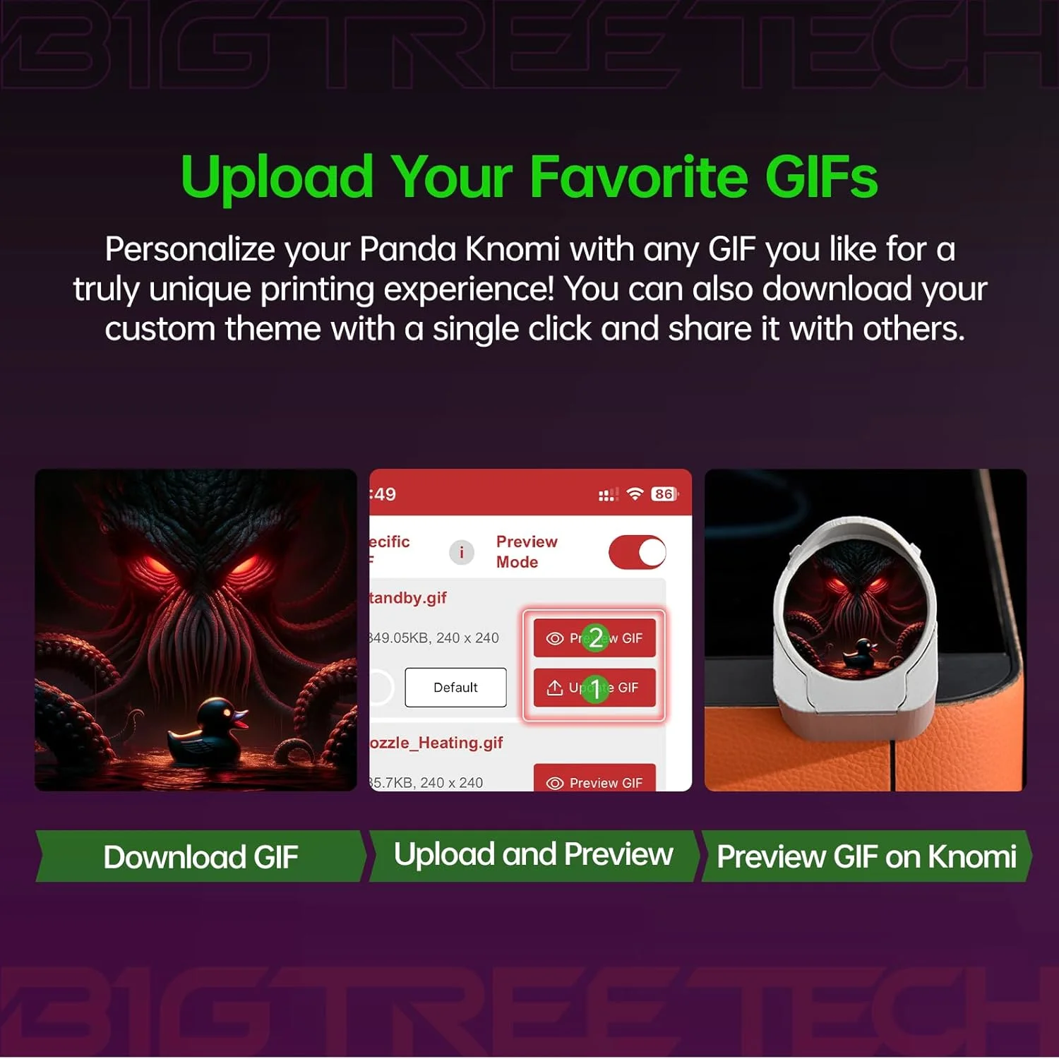 فقط صفحه نمایش BIGTREETECH Panda Knomi، کیت ارتقاء صفحه نمایش هد ابزار برای پرینترهای سه بعدی Bambu-Lab A1 A1 Mini P1P P1S X1C X1E، رابط کاربری خود را سفارشی کنید