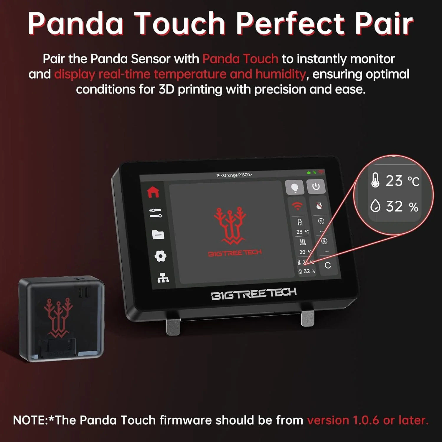 حسگر دما و رطوبت پرینتر سه بعدی BIGTREETECH Panda Sense، پشتیبانی از نصب مغناطیسی برای پرینترهای Bambu-Lab P1S/P1P، مناسب برای مانیتورینگ دقیق و بلادرنگ Panda Touch