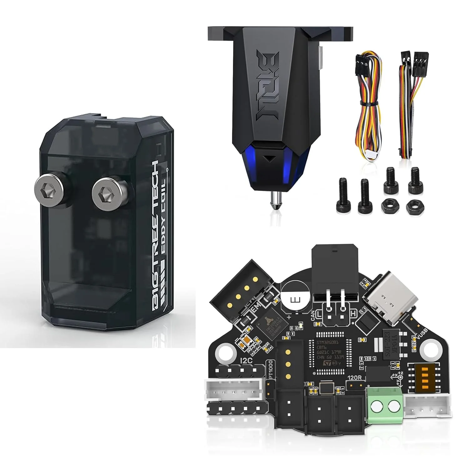 سنسور تراز خودکار بستر BIGTREETECH Eddy Coil V1.0 + برد آداپتور باس EBB36 CAN با برد PCB هات اند MAX31865 + کیت سنسور تراز بستر MicroProbe V2.0 پشتیبانی از Klipper برای پرینتر سه بعدی Voron 2.4/Ender 3