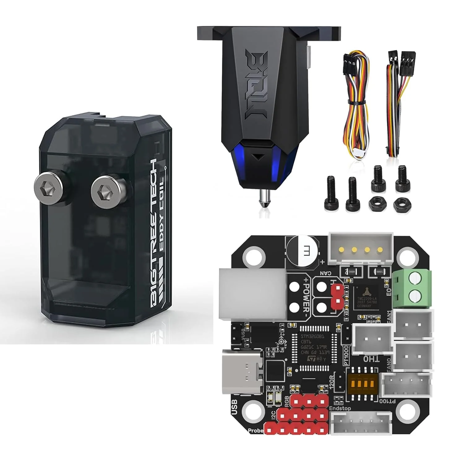 سنسور تراز خودکار بستر BIGTREETECH Eddy Coil V1.0 + برد آداپتور باس EBB42 CAN با برد PCB هات اند MAX31865 + کیت سنسور تراز بستر MicroProbe V2.0 پشتیبانی از Klipper برای پرینتر سه بعدی Voron 2.4/Ender 3