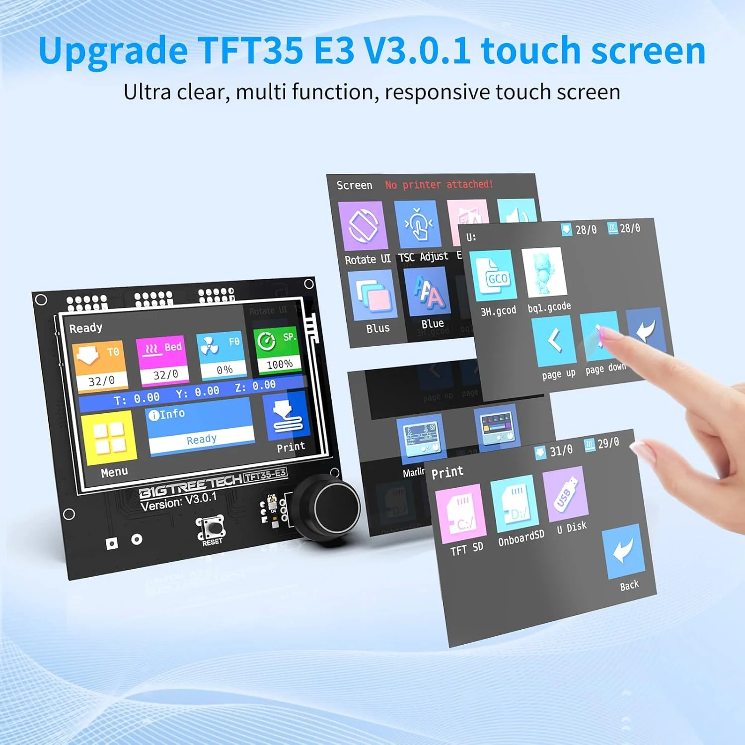 صفحه نمایش لمسی BIGTREETECH TFT35 E3 V3.0.1 RepRap Smart Controller Panel سازگار با بردهای SKR Mini E3 SKR E3 DIP برای پرینتر سه بعدی Ender 3 CR10