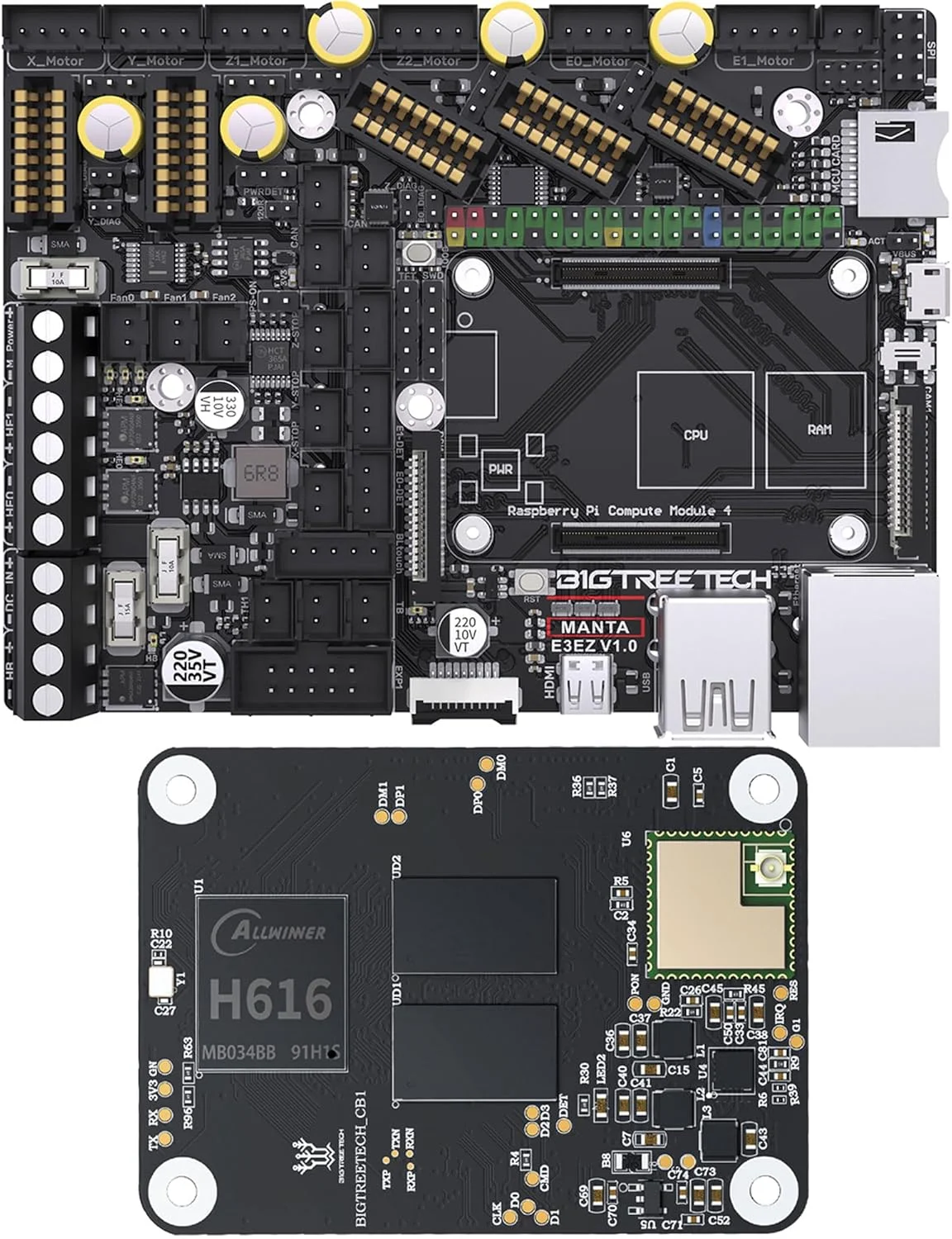 کیت برد کنترل BIGTREETECH Manta E3EZ + CB1 V2.2 با پشتیبانی از اجرای فریمور Klipper برای پرینتر سه بعدی Ender-3 V2/Pro و Voron