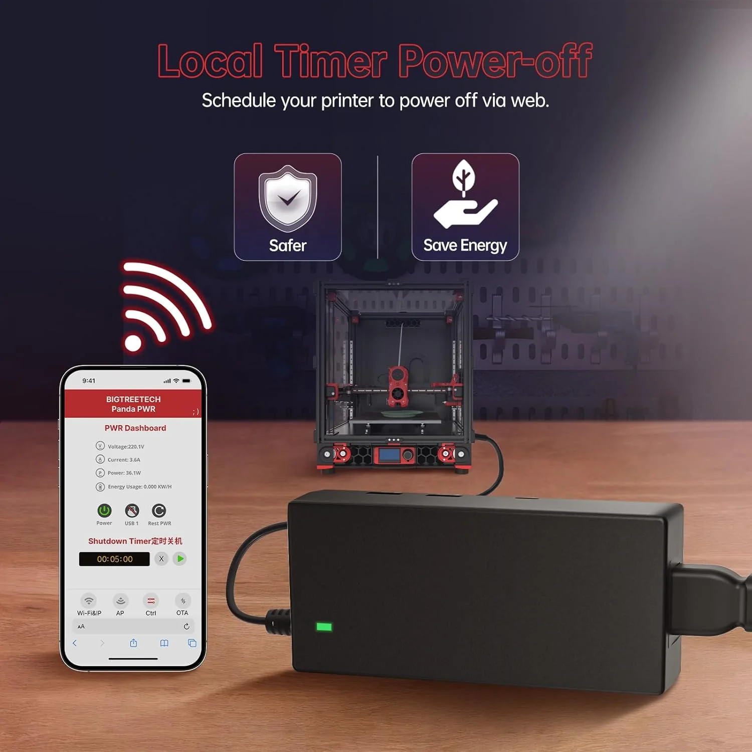 BIGTREETECH Panda PWR، مدیریت هوشمند برق برای پرینترهای سه بعدی، سازگار با Bambu-Lab P1S/P1P/X1C/A1 Mini، K1 Max، Ender-3، Voron 2.4، نظارت بر مصرف برق در زمان واقعی