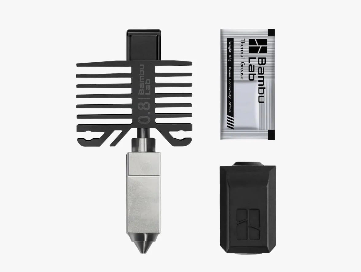 هات‌اند رسمی بامبو لب به همراه نازل - سازگار با سری X1 و سری P1، P1S، P1P، X1C، X1 پرینتر سه بعدی (.8mm فولاد سخت)