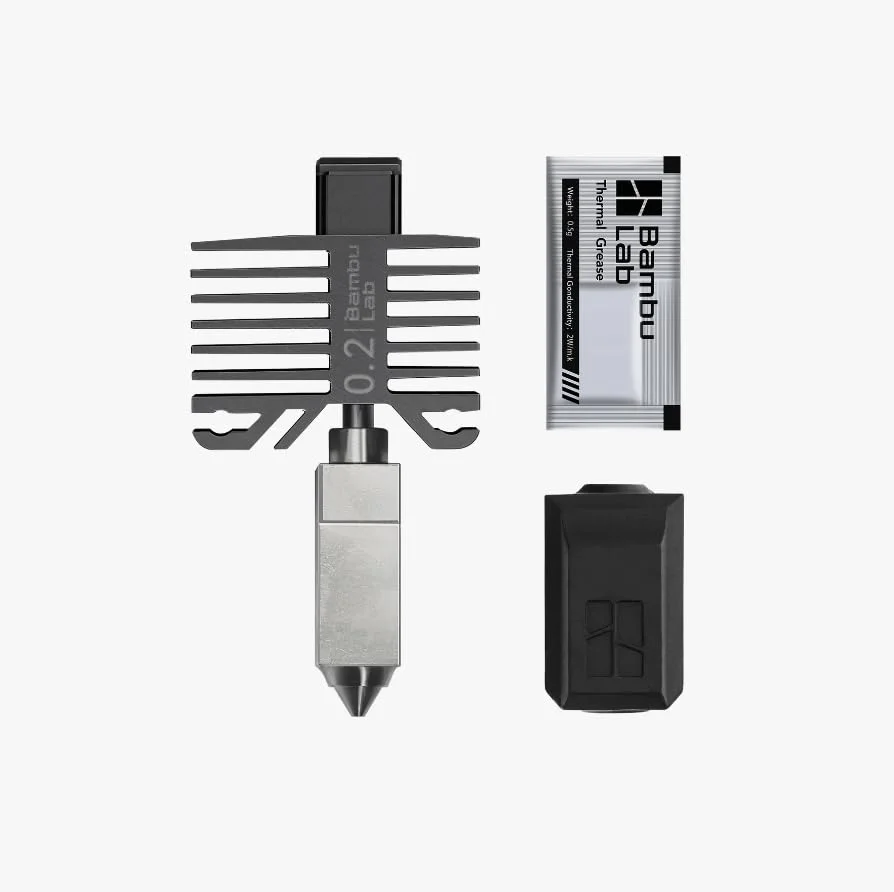 هات‌اند به همراه نازل - سازگار با سری X1 و سری P1 و پرینترهای سه بعدی P1S P1P X1C X1 Carbon (استیل ضد زنگ ۰.۲ میلی‌متری)