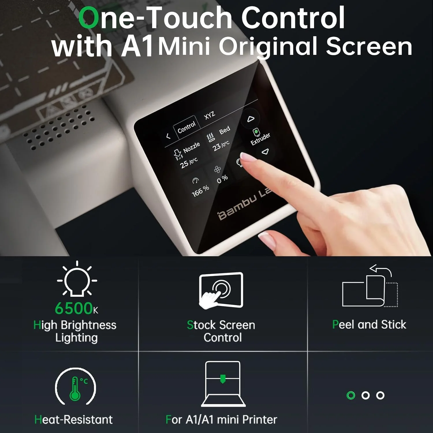 Panda Lux BIQU مخصوص پرینتر سه بعدی Bambu-Lab A1 Mini، کیت ارتقاء نوار نور LED، میله نور LED 24 ولت، کنترل از طریق صفحه نمایش اصلی، با کابل 780 میلی متری، نصب آسان