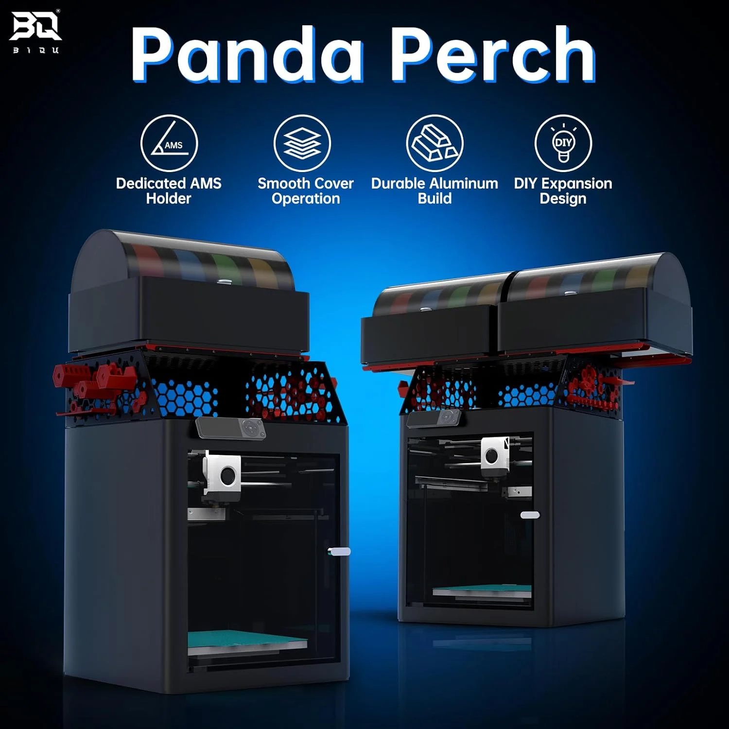 نگهدارنده BIQU Panda Perch AMS برای پرینترهای سه بعدی Bambu-Lab P1P/P1S/X1C/X1E، قابلیت نگهداری تا 2 عدد AMS/AMS 2 Pro، جعبه های نگهداری، نگهدارنده ابزار، سینی، نظم دهنده USB