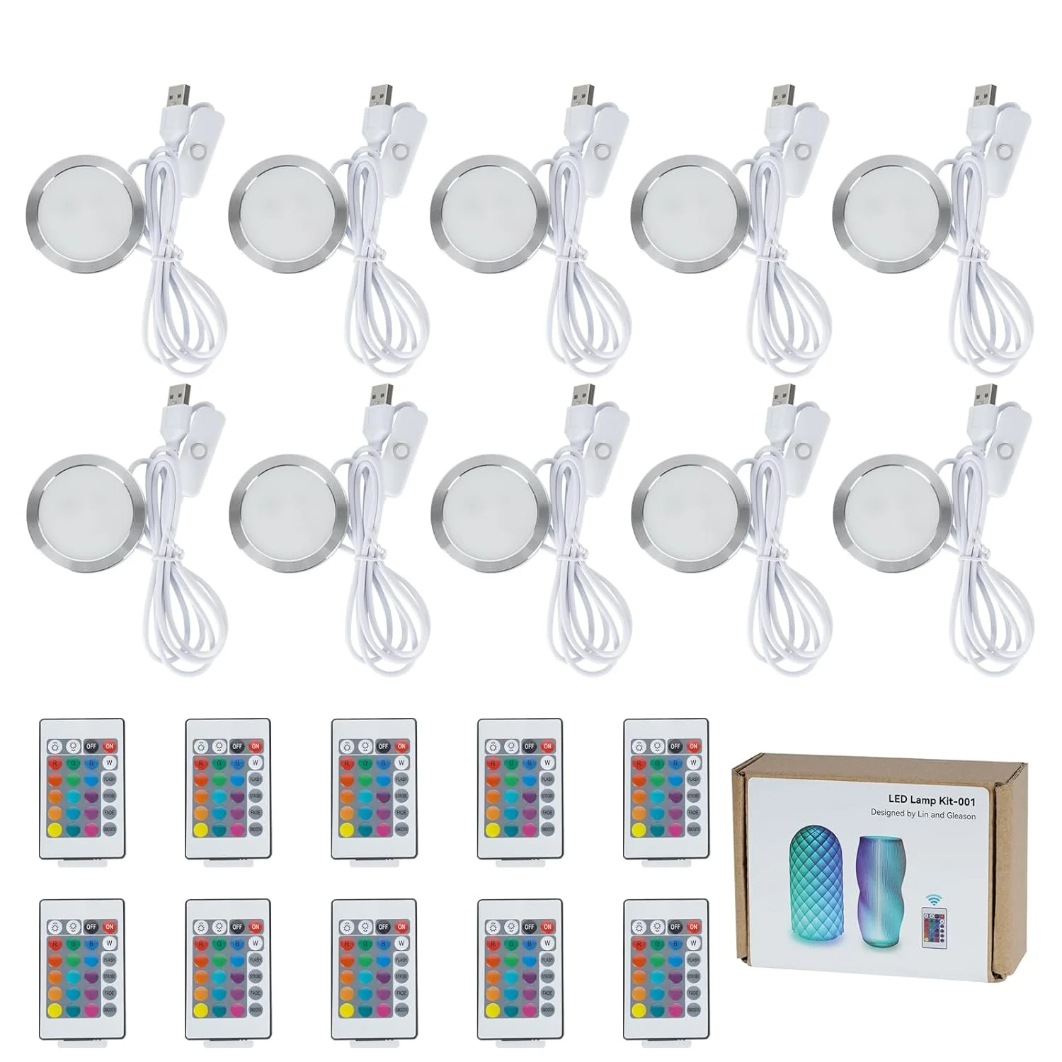 کیت لامپ ال ای دی RGB با کنترل از راه دور 10 عددی مدل 001 برای Bambu Lab H2D/X1/P1P/A1 چند رنگی شامل باتری دکمه ای Makerworld برای Anycubic Makeronline قطعات سخت افزاری مدل DIY چراغ پرینتر سه بعدی USB