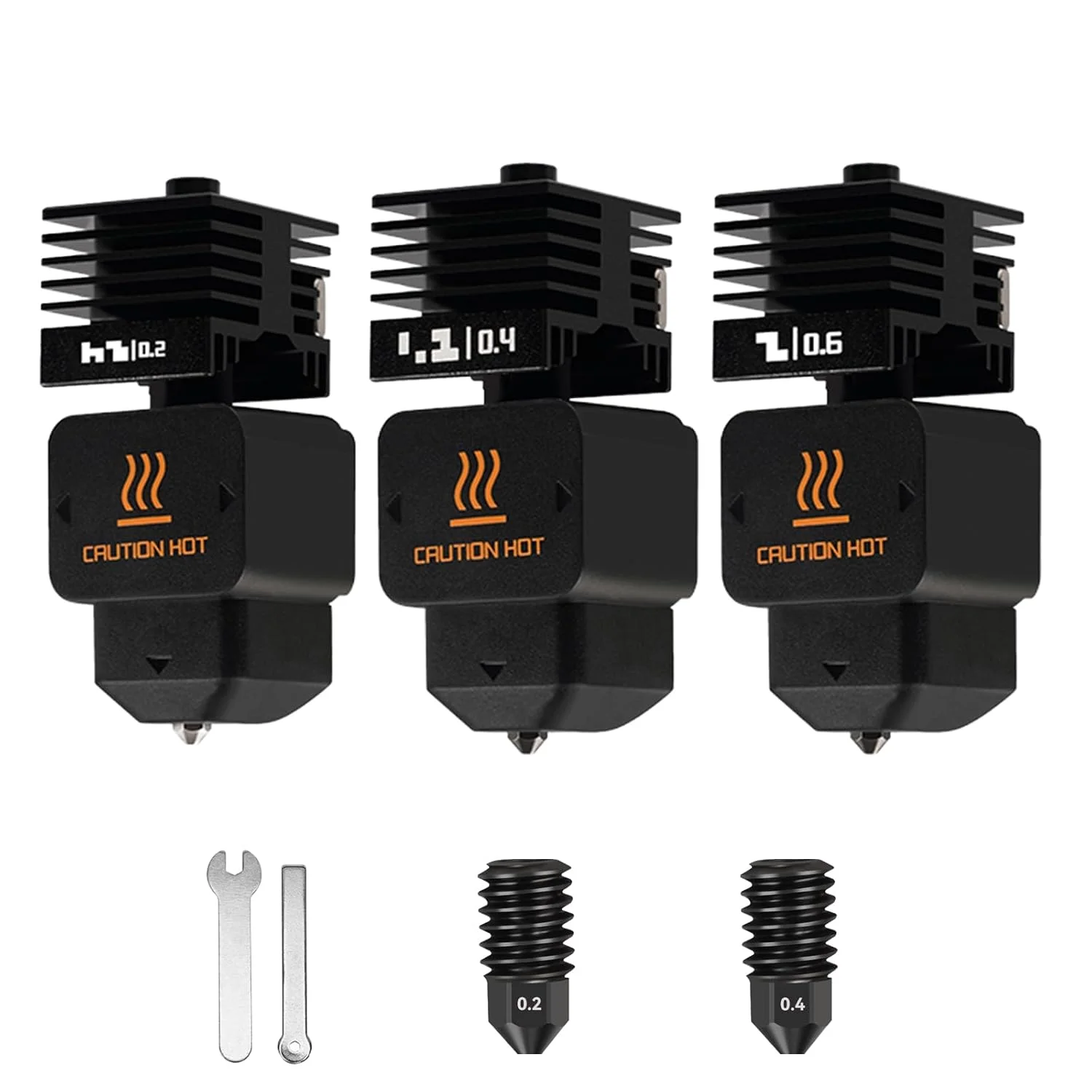 نازل هات‌اند P2S/H2D با سایزهای 0.2/0.4/0.6 میلی‌متر برای پرینتر سه بعدی Bambu Lab P2S/H2D/H2S، نازل فولاد سخت تعویض‌شدنی برای پرینتر سه بعدی Bambu Lab A1/A1 mini، لوازم جانبی جایگزین اکسترودر