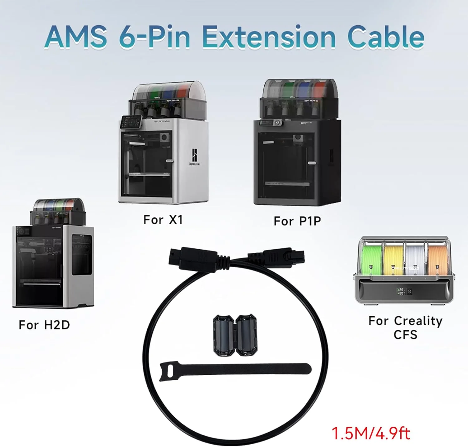 کابل افزایش طول 6 پین AMS برای Bambu Lab H2D/H2S/P2S/P1P/P1S، Anycubic ACE PRO Kobra 3/V2/3 MAX/S1C، Creality CFS، طول 1.5 متر، دارای فیلتر حلقه مغناطیسی برای محفظه آکریلیک کابل افزایش طول 6 پین AMS برای Bambu Lab H2D/H2S/P2S/P1P/P1S، Anycubic ACE PRO Kobra 3/V2/3 MAX/S1C، Creality CFS، طول 1.5 متر، دارای فیلتر حلقه مغناطیسی برای محفظه آکریلیک