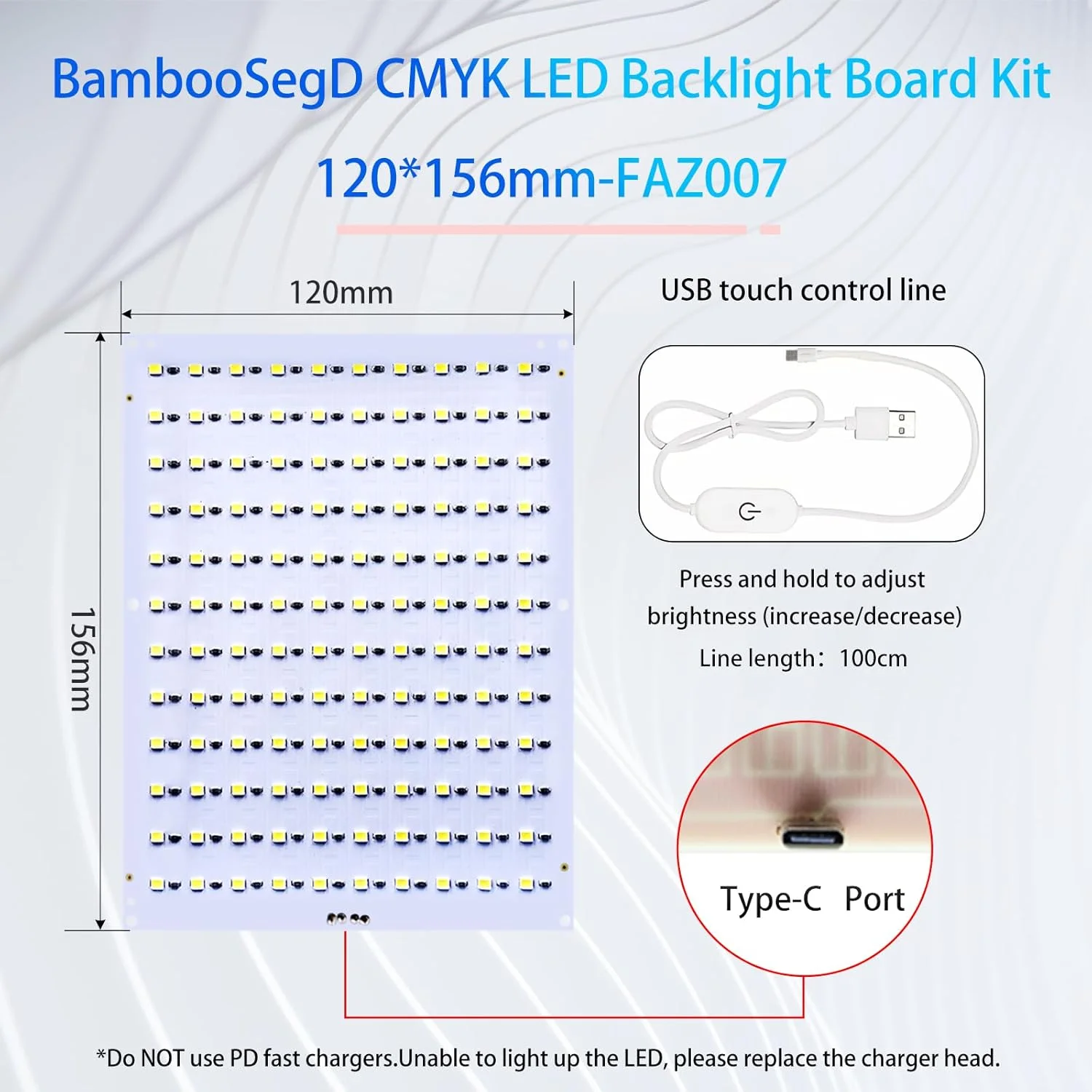 کیت برد نور پس زمینه ال ای دی CMYK مدل FAZ007 برای لوازم جانبی Bambu Lab Makerworld، قطعات یدکی سخت افزاری DIY نور پرینتر سه بعدی با تغذیه 5 ولت Type-c