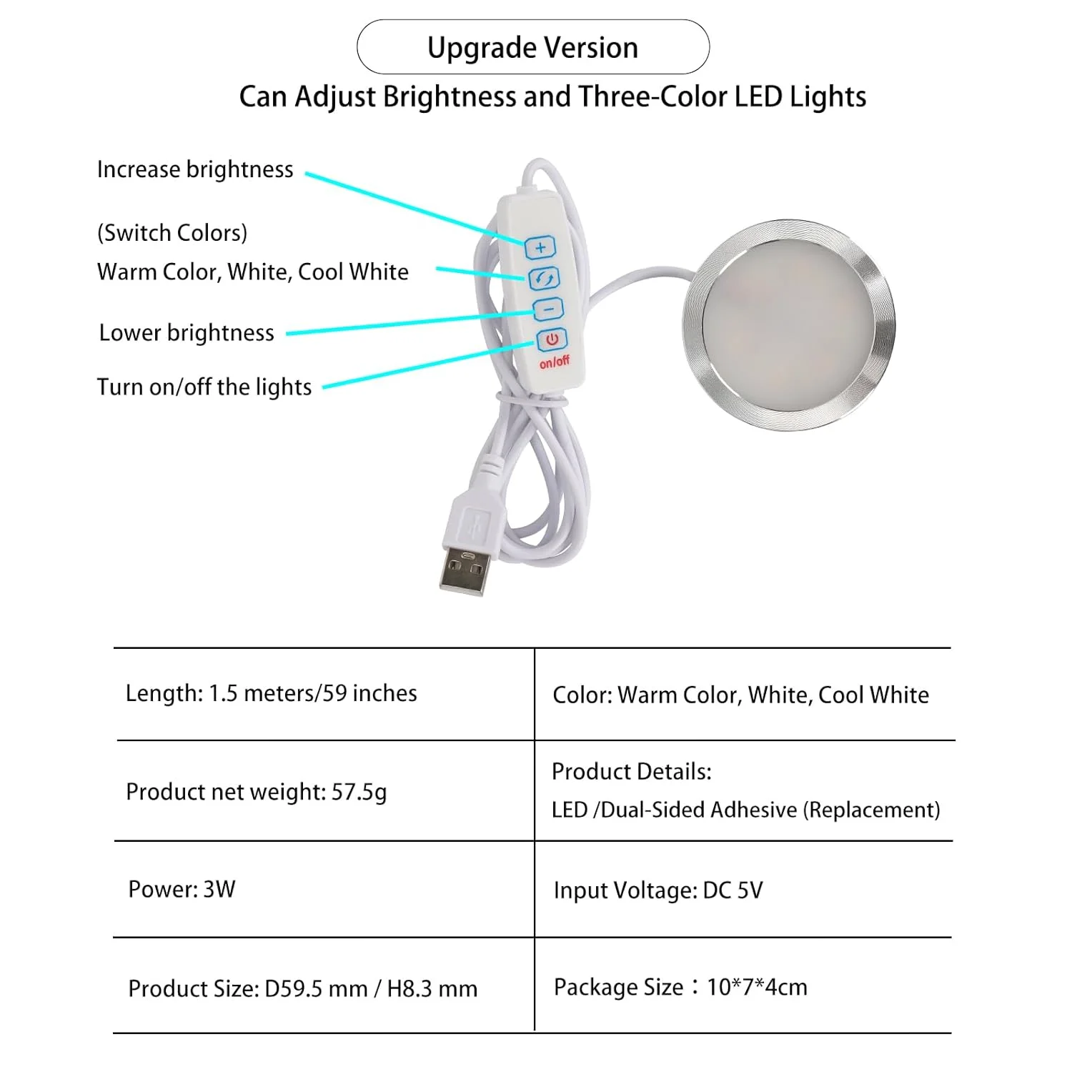 کیت لامپ ال ای دی 3 عددی 001 سه رنگ برای Bambu Lab H2D/X1/P1P/A1 mini Makerworld برای Anycubic Makeronline پرینتر سه بعدی، قطعات یدکی مدل سخت افزاری DIY با نور گرم 3000K و تغذیه 5 ولت USB
