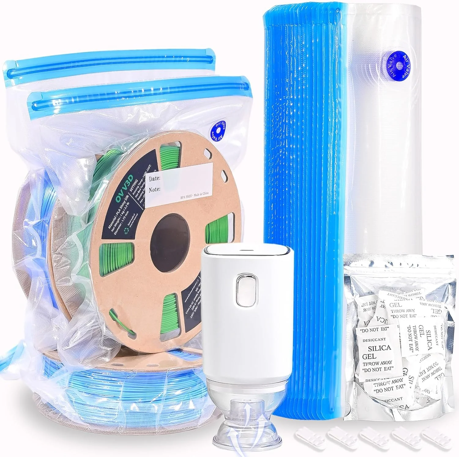 کیسه های نگهداری فیلامنت OVV3D، بسته 30 عددی، سایز بزرگ 32X34 سانتی متر، کیت وکیوم با 30 عدد ماده خشک کننده، پمپ اتوماتیک، ایده آل برای نگهداری فیلامنت پرینتر سه بعدی یا استفاده پس از جعبه خشک کن فیلامنت کیسه های نگهداری فیلامنت OVV3D، بسته 30 عددی، سایز بزرگ 32X34 سانتی متر، کیت وکیوم با 30 عدد ماده خشک کننده، پمپ اتوماتیک، ایده آل برای نگهداری فیلامنت پرینتر سه بعدی یا استفاده پس از جعبه خشک کن فیلامنت