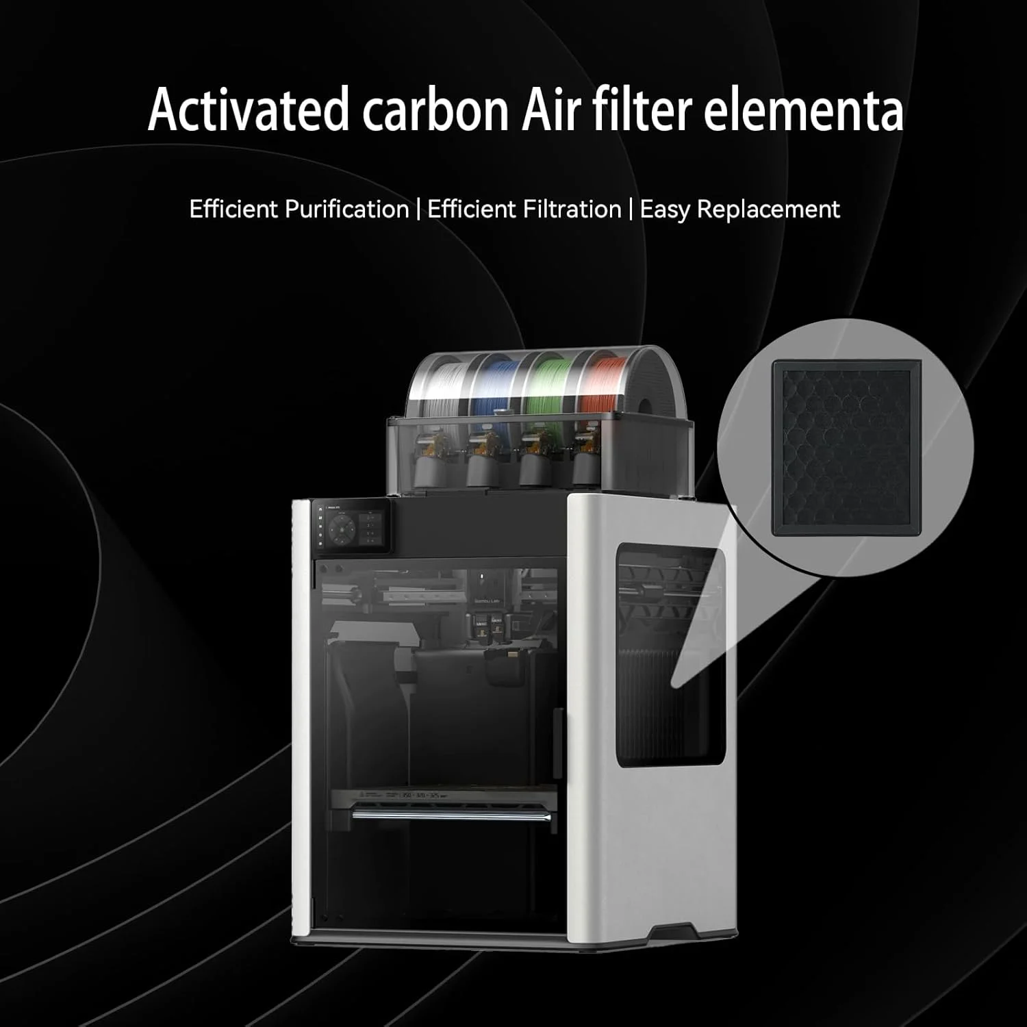 2 عدد فیلتر هوا برای Bambu Lab H2D/H2S/H2D Laser، لوازم جانبی جایگزین فیلتر تصفیه هوا کربن فعال پرینتر سه بعدی