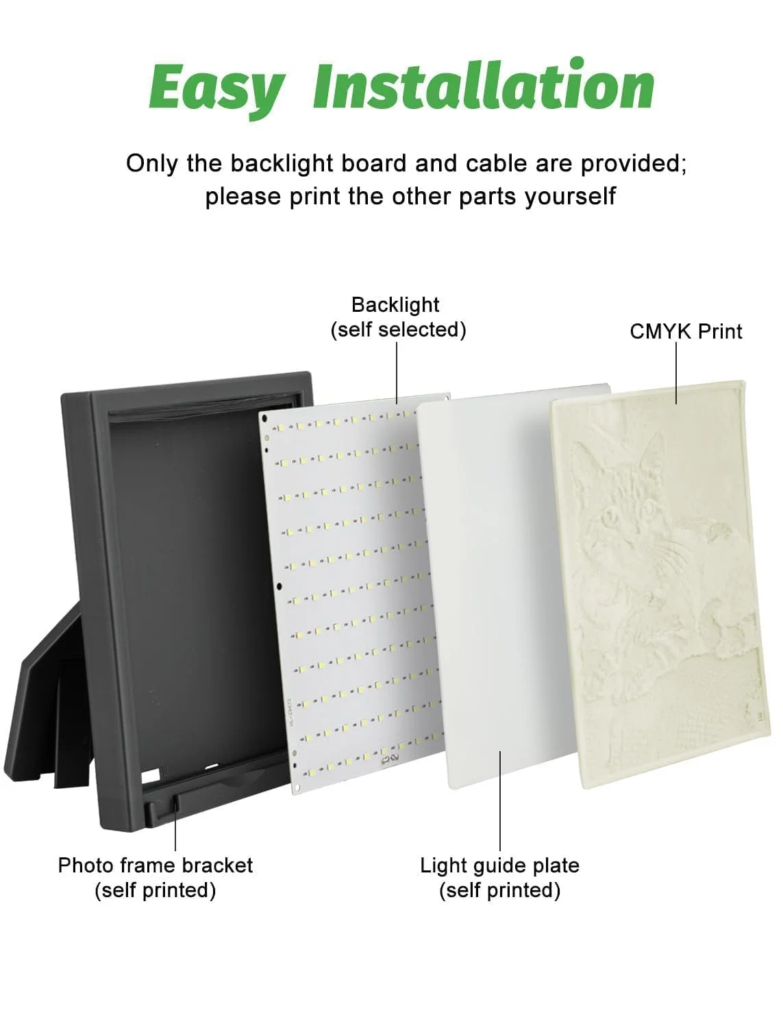برد نور پس زمینه ال ای دی CMYK برای پرینتر سه بعدی سری Bambu Lab P1/X1/A1، پنل لیتوفان PCB جایگزین لوازم جانبی پرینتر سه بعدی با کابل اتصال، پروژه های چاپ سه بعدی DIY (بسته 5 عددی)