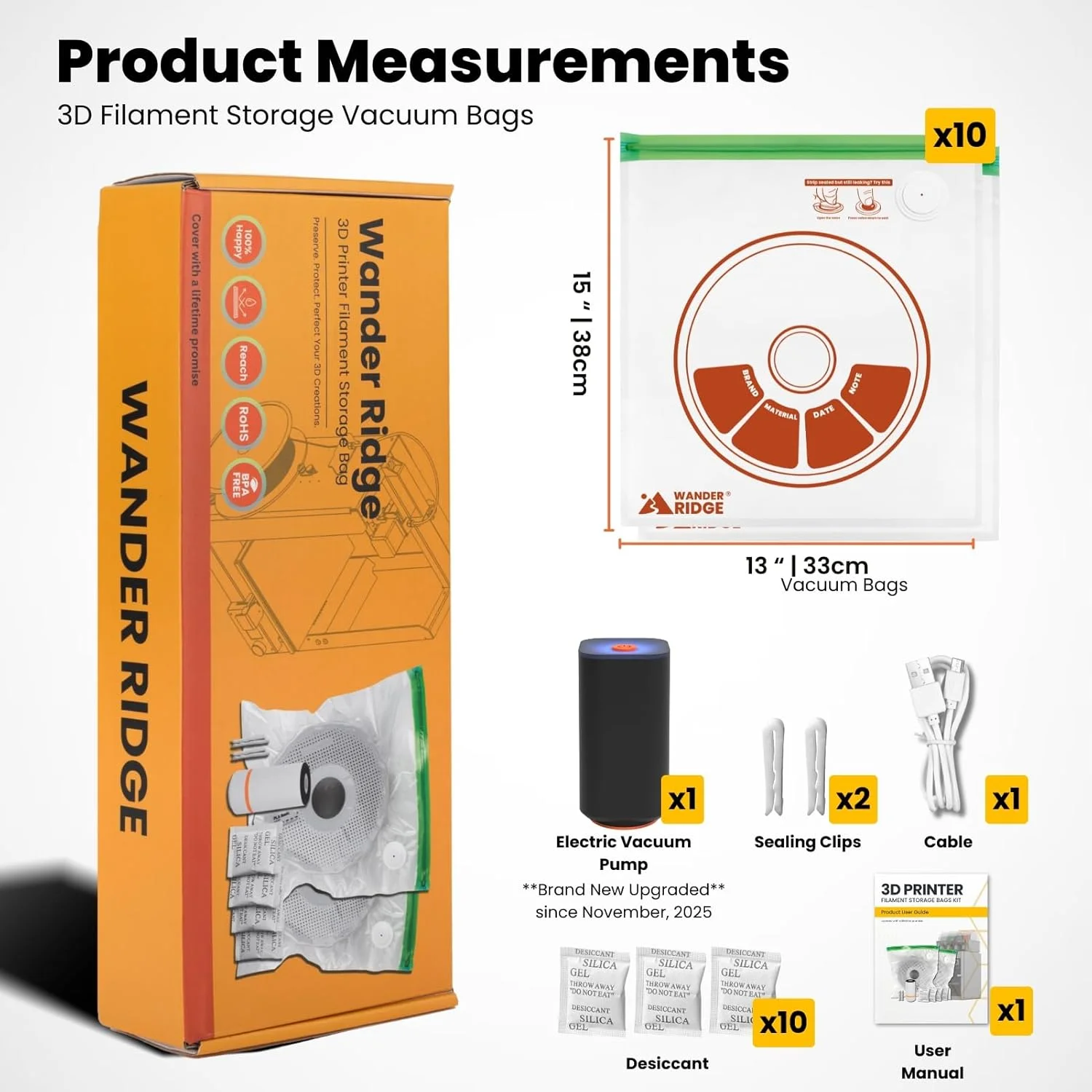 کیسه های نگهداری فیلامنت پرینتر سه بعدی، کیت کیسه های نگهداری وکیوم، لوازم جانبی پرینتر سه بعدی با کیسه های نگهداری (33x38 سانتی متر)، مواد خشک کننده، پمپ خودکار، گیره های آب بندی، مقاوم در برابر رطوبت (10 کیسه + پمپ برقی) کیسه های نگهداری فیلامنت پرینتر سه بعدی، کیت کیسه های نگهداری وکیوم، لوازم جانبی پرینتر سه بعدی با کیسه های نگهداری (33x38 سانتی متر)، مواد خشک کننده، پمپ خودکار، گیره های آب بندی، مقاوم در برابر رطوبت (10 کیسه + پمپ برقی)