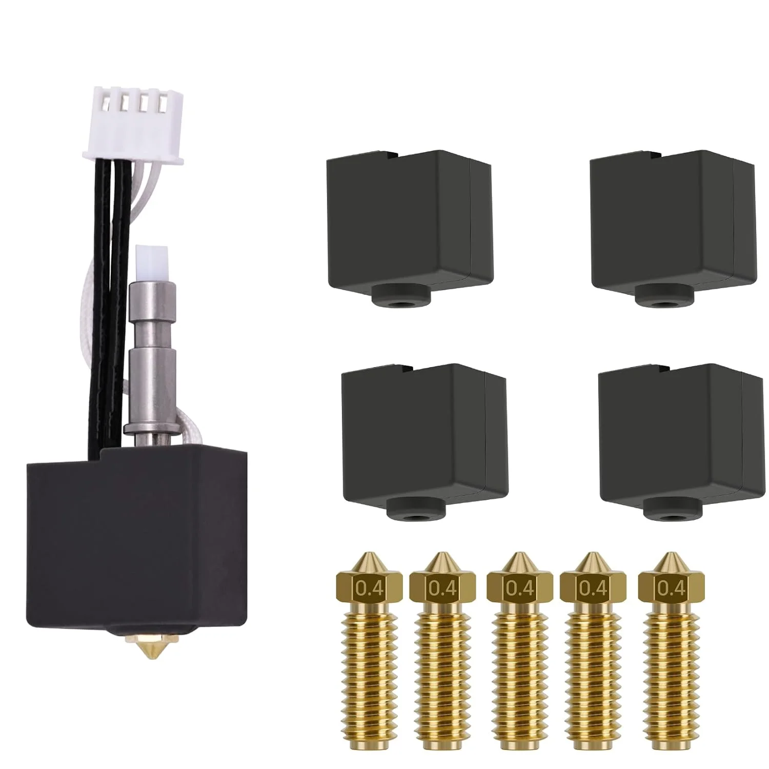 هات‌اند پرینتر سه بعدی برای Kobra S1، کیت هات‌اند پرینتر سه بعدی با 4 عدد جوراب سیلیکونی و 5 عدد نازل 0.4 میلی‌متری برای Anycubic Kobra S1 Combo