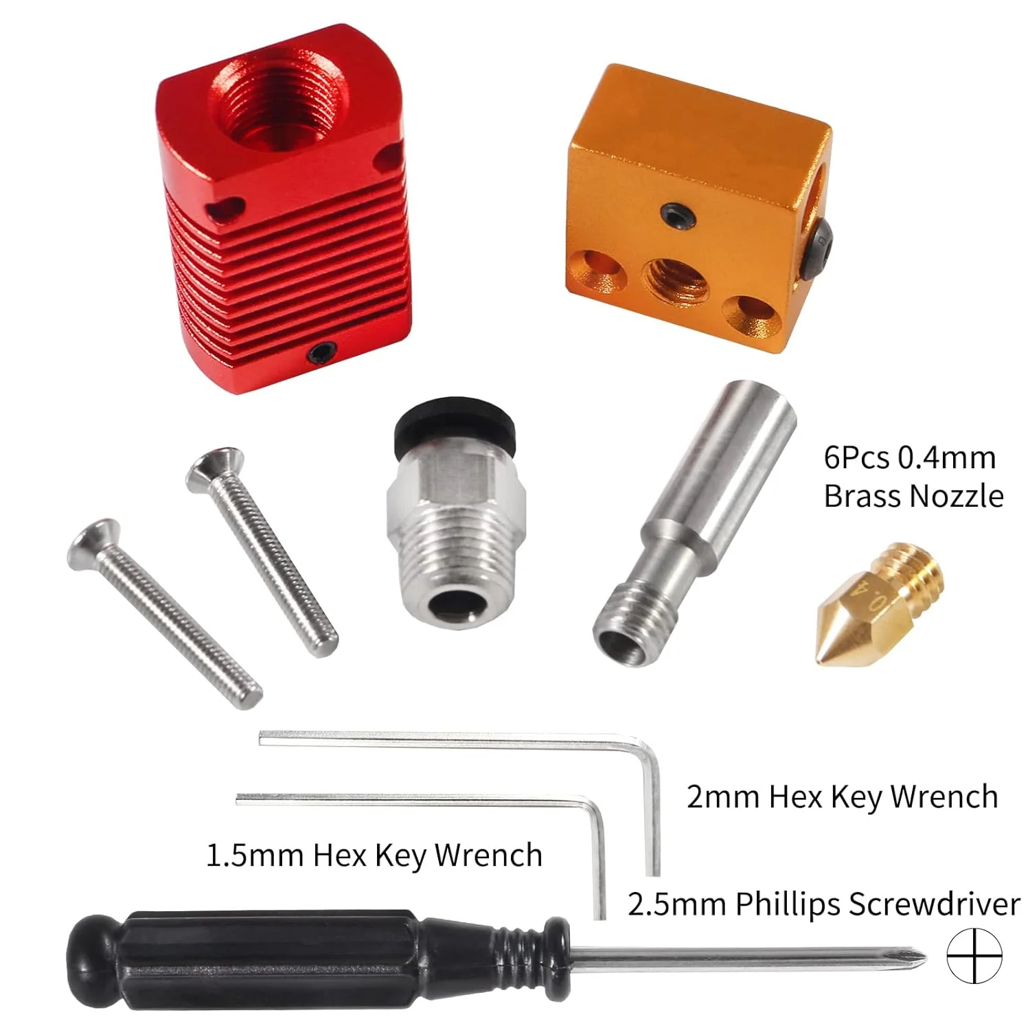 کیت هات‌اند پرینتر سه بعدی Aokin برای Creality Ender 3، Ender 3 Pro، Ender 3 V2، CR-10، CR-10S، اکسترودر هات‌اند اسمبل شده ارتقا یافته با 6 عدد نازل برنجی 0.4 میلی‌متری، 1 عدد جوراب سیلیکونی آبی و ابزار نصب