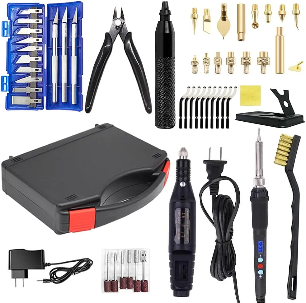 مجموعه ابزار پرداخت و صافکاری پرینتر سه بعدی Anyman شامل هویه دیجیتال، ابزار پلیسه برداری، دستگاه پولیش برقی برای حذف، تمیز کردن و پرداخت پرینتر سه بعدی