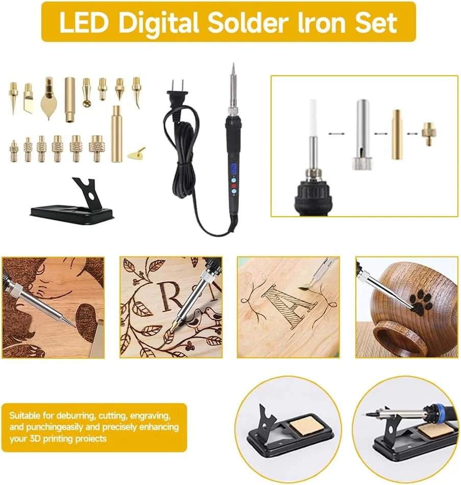 مجموعه ابزار پرداخت و صافکاری پرینتر سه بعدی Anyman شامل هویه دیجیتال، ابزار پلیسه برداری، دستگاه پولیش برقی برای حذف، تمیز کردن و پرداخت پرینتر سه بعدی