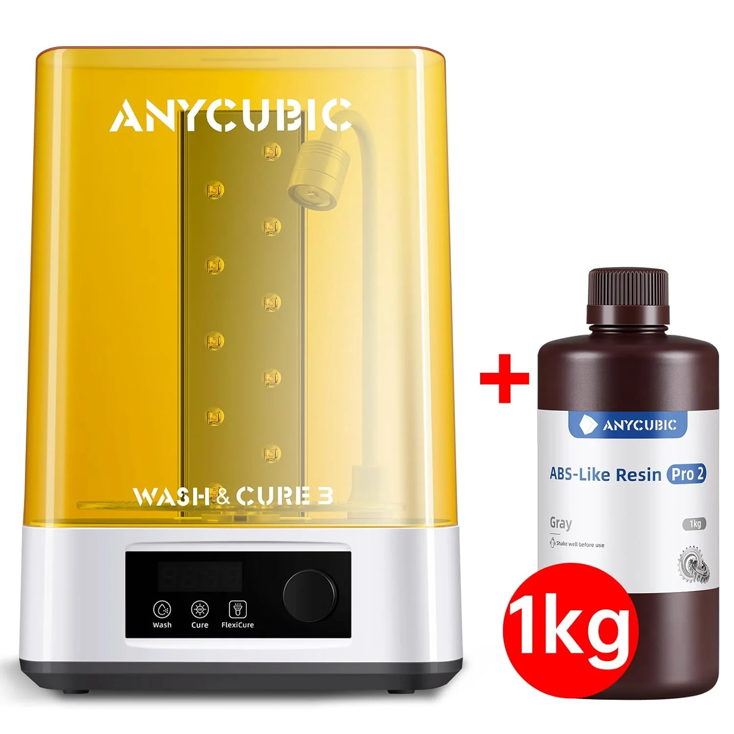 دستگاه شستشو و کیور سه کاره ANYCUBIC و رزین Pro 2 شبیه ABS، خاکستری 1 کیلوگرمی