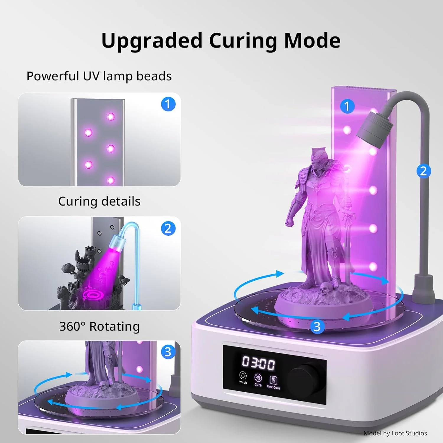 دستگاه شستشو و خشک کن مدل 3.0 ANYCUBIC، فرآیند پس از چاپگر رزینی سه بعدی برای اکثر چاپگرهای رزینی LCD/SLA/MSLA/DLP، صرفه جویی در مواد شوینده و مدل های شستشو و خشک کردن دوگانه