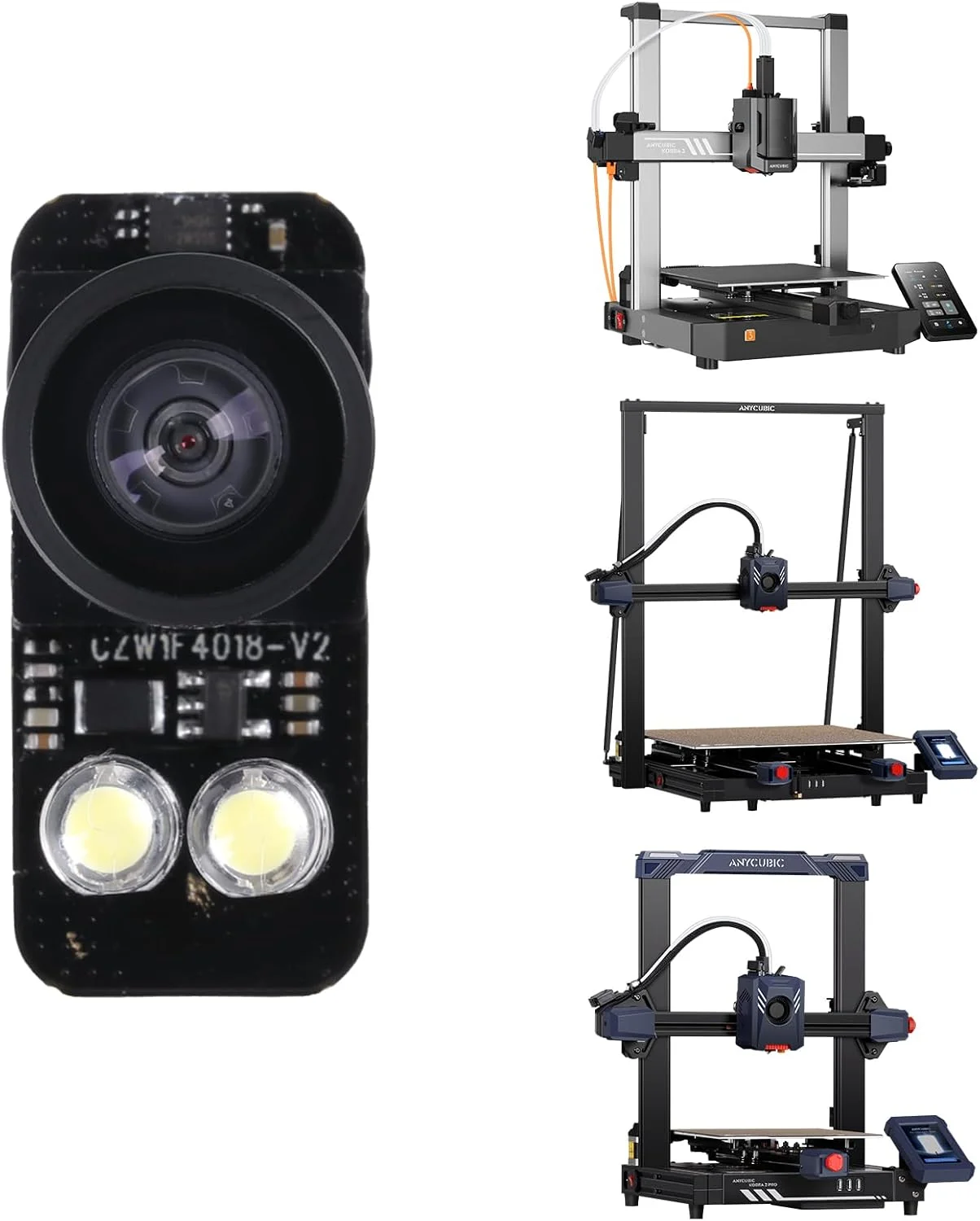 دوربین پرینتر سه بعدی Anycubic Kobra 3، سازگار با پرینترهای Kobra 3/ Kobra 2 Pro/Plus/Max/Klipper، نظارت از راه دور و بلادرنگ، وضوح فوق العاده، نصب آسان و قاب DIY