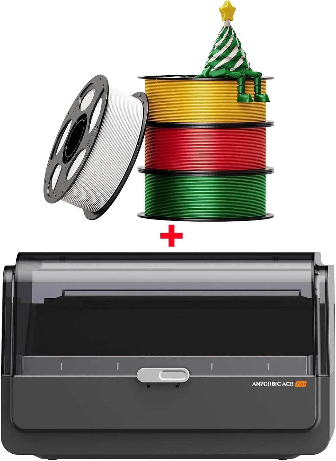 بسته ۴ کیلوگرمی PLA ابریشمی کریسمس ANYCUBIC + جعبه خشک کن فیلامنت پرینتر سه بعدی چند رنگ Anycubic ACE Pro برای Kobra 3 Max