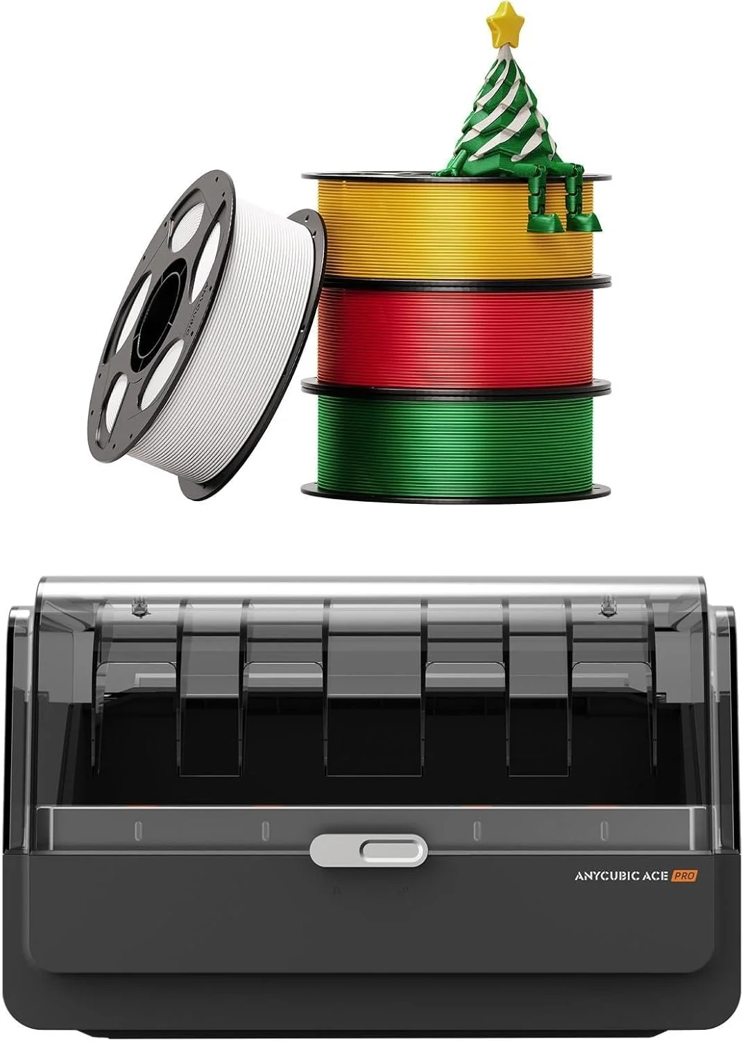 بسته ۴ کیلوگرمی PLA ابریشمی کریسمس ANYCUBIC + Anycubic ACE Pro برای پرینتر سه بعدی Kobra S1، جعبه خشک کن فیلامنت چند رنگ
