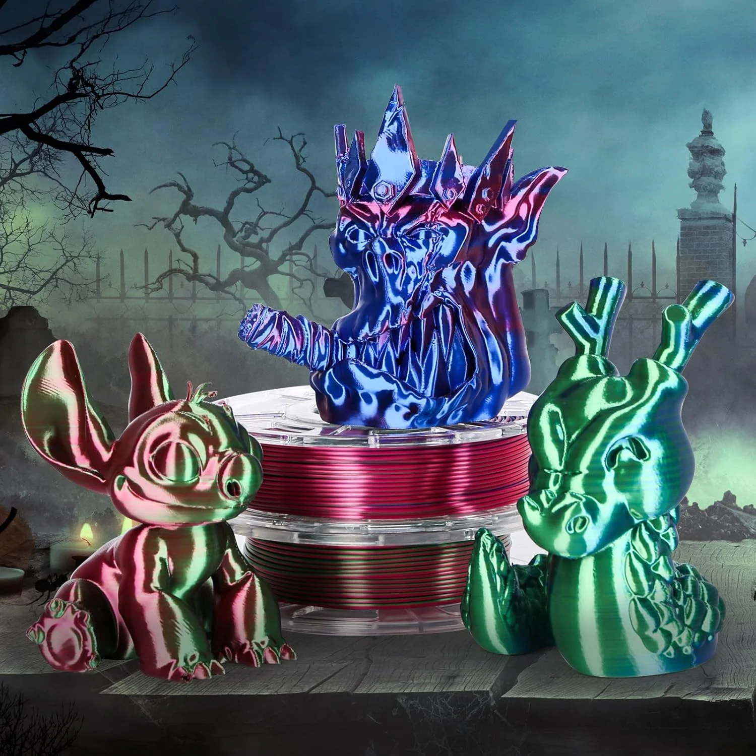 بسته فیلامنت پرینتر سه بعدی PLA ابریشمی AMOLEN و تغییر رنگ سریع مشکی آبی بنفش PLA