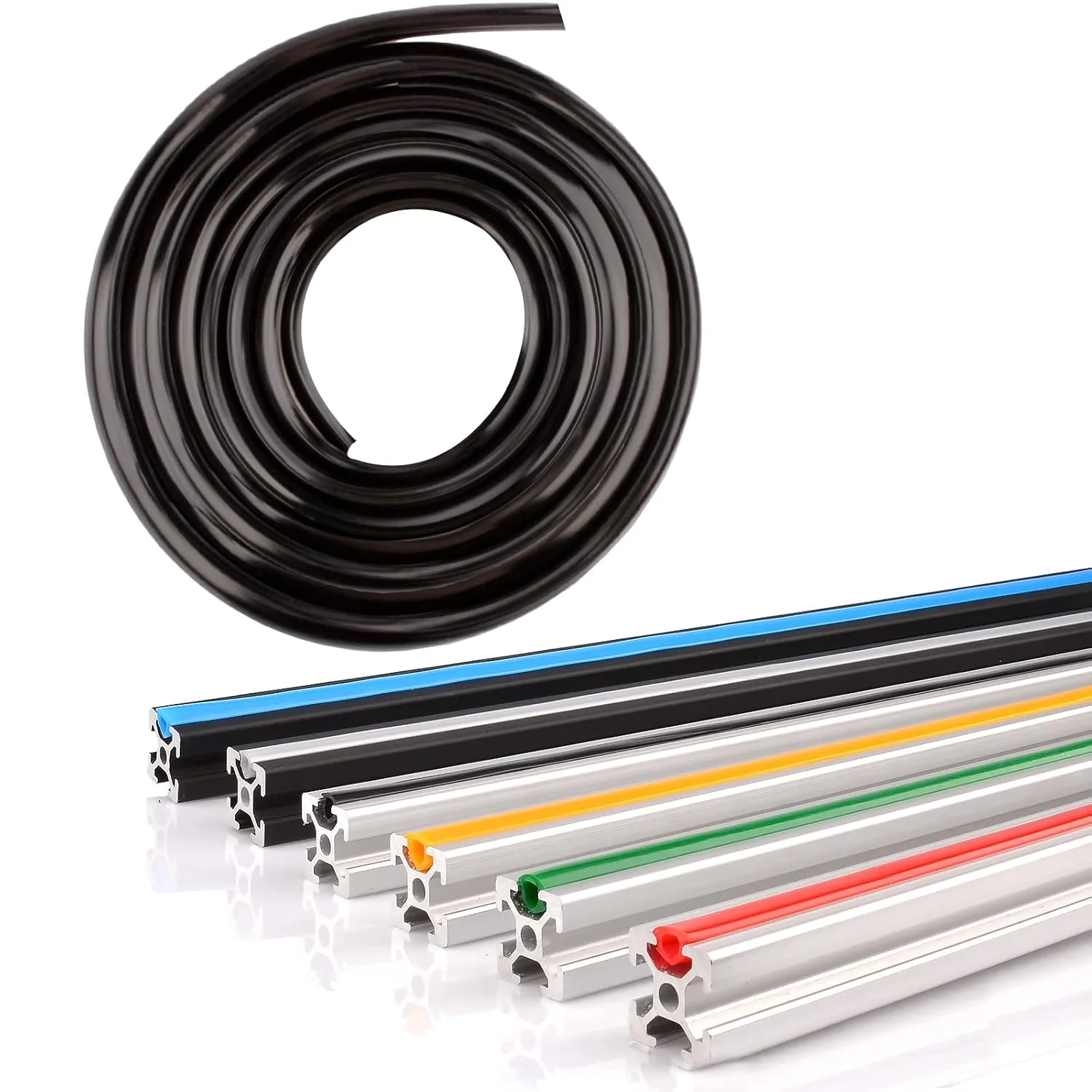 پوشش شیار پروفیل آلومینیومی 8 میلی متری، درزگیر تخت 6 متری برای پروفیل آلومینیومی 3030، لوازم جانبی پرینتر سه بعدی (M8، مشکی)