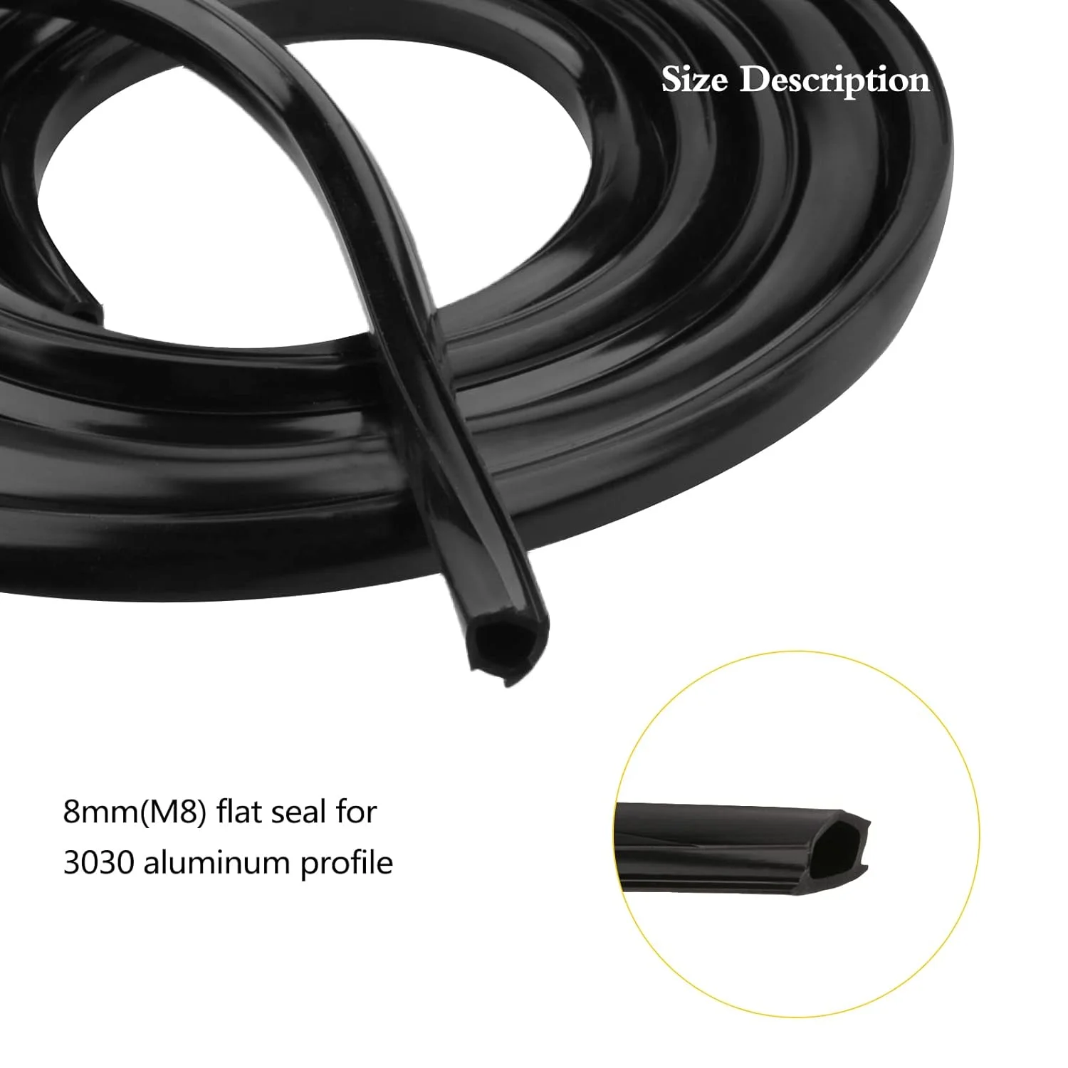 پوشش شیار پروفیل آلومینیومی 8 میلی متری، درزگیر تخت 6 متری برای پروفیل آلومینیومی 3030، لوازم جانبی پرینتر سه بعدی (M8، مشکی)