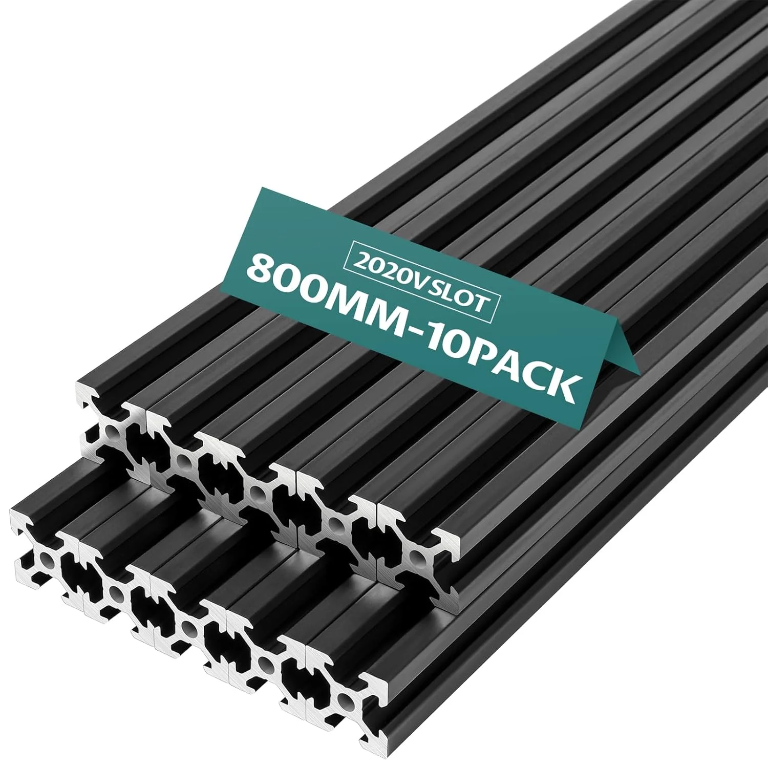 پروفیل آلومینیومی شیاردار V استاندارد اروپا مدل 2020، ریل خطی آنودایز شده برای قطعات پرینتر سه بعدی و CNC DIY، طول 800 میلی متر، مشکی