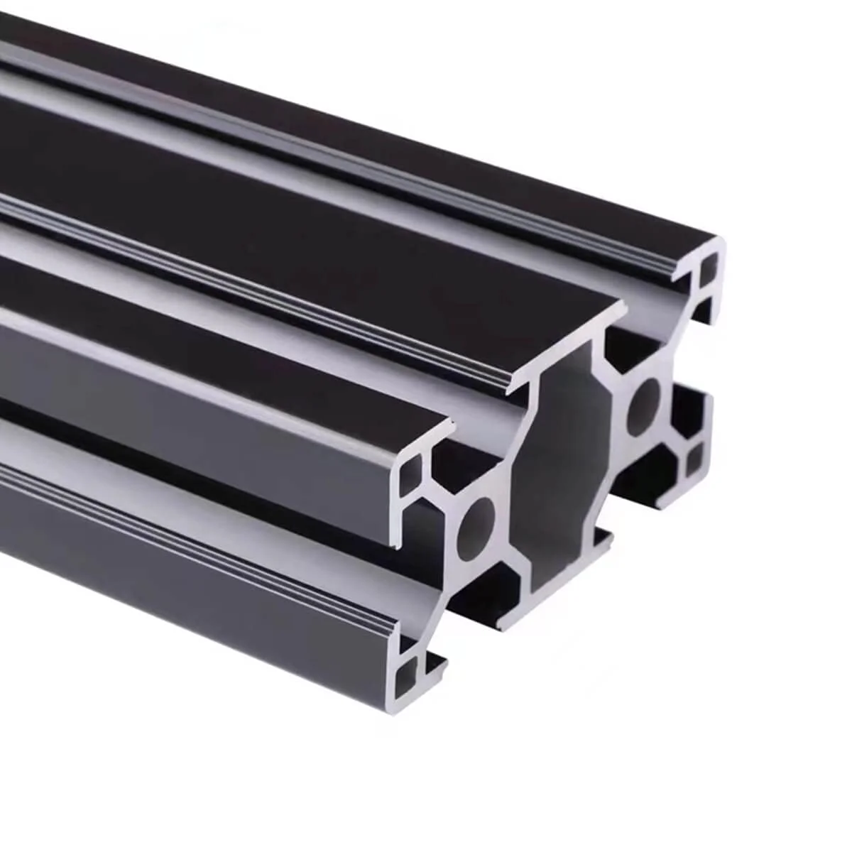 پروفیل آلومینیومی شیاردار 3060 برای قطعات پرینتر سه بعدی و CNC DIY مشکی 500mmX1