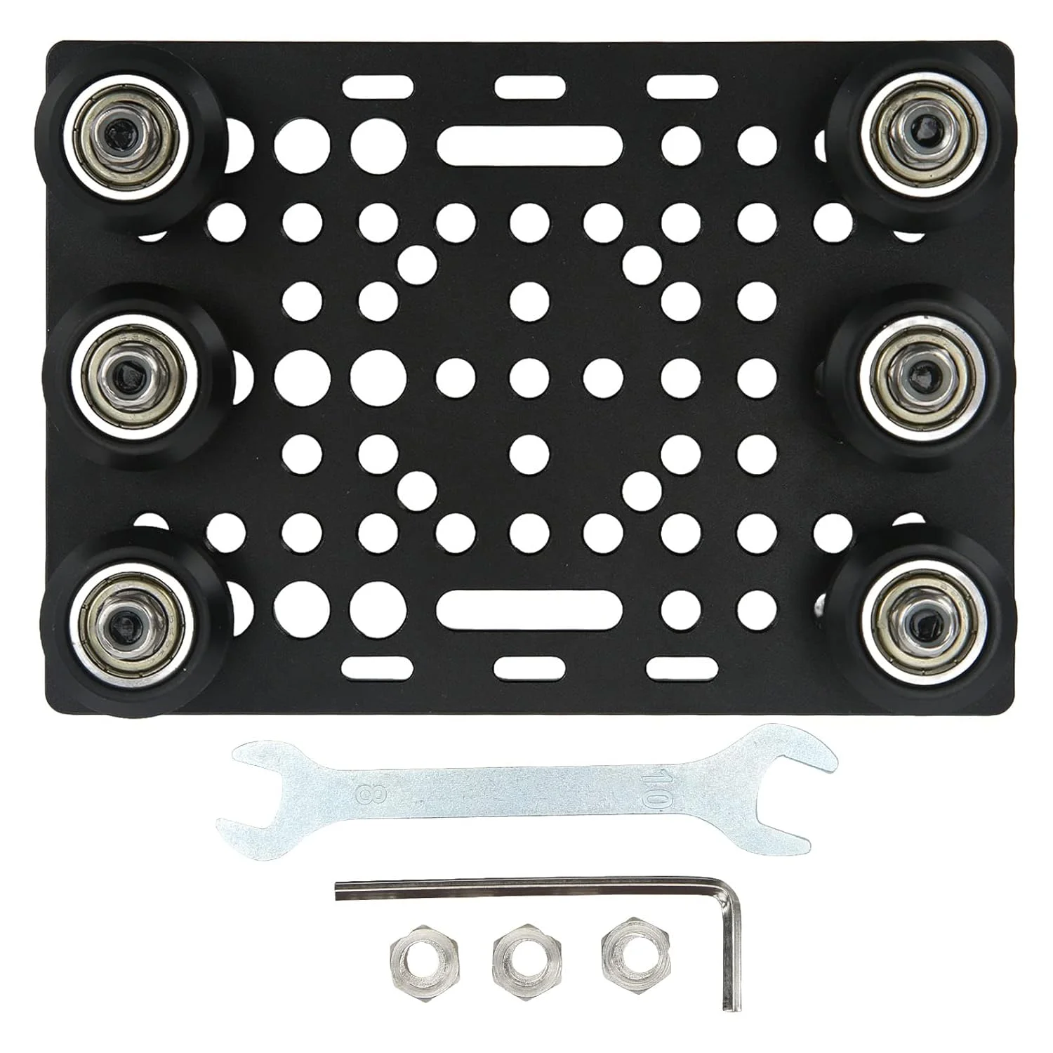 صفحه گنتری، صفحه گنتری آلومینیومی با چرخ قرقره آنودایز شده مشکی 2 تا 8 سانتی متر مجموعه صفحه گنتری برای پرینتر سه بعدی، لوازم جانبی پرینتر سه بعدی (قرقره مشکی)