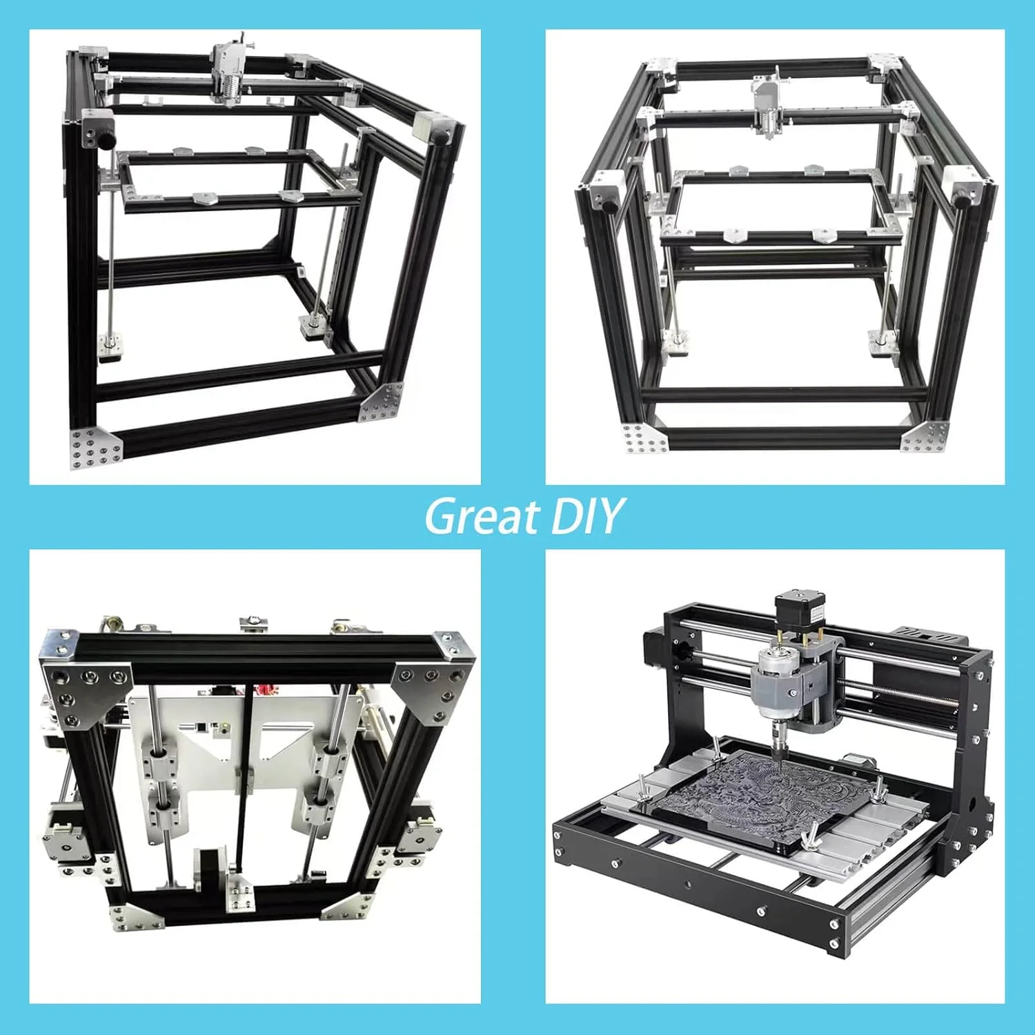 پروفیل آلومینیومی شیاردار 4080 برای قطعات پرینتر سه بعدی و CNC DIY مشکی 2000mmX2 (78.7 اینچ)