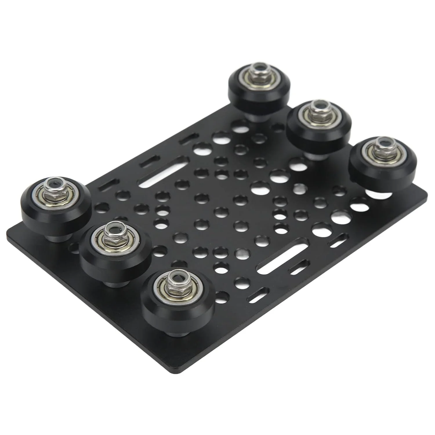 صفحه گنتری، صفحه گنتری آلومینیومی با چرخ قرقره آنودایز شده مشکی 2 تا 8 سانتی متر مجموعه صفحه گنتری برای پرینتر سه بعدی، لوازم جانبی پرینتر سه بعدی (قرقره مشکی)