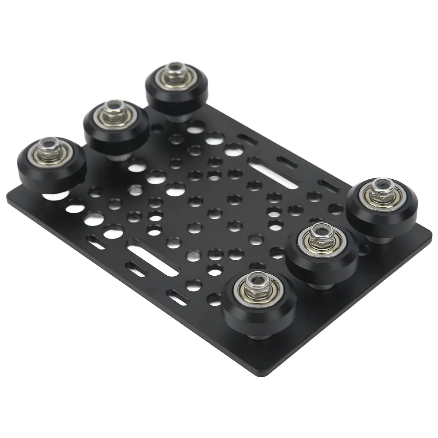 صفحه گنتری، صفحه گنتری آلومینیومی با چرخ قرقره آنودایز شده مشکی 2 تا 8 سانتی متر مجموعه صفحه گنتری برای پرینتر سه بعدی، لوازم جانبی پرینتر سه بعدی (قرقره مشکی)