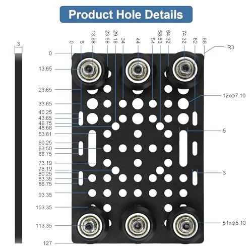 کیت صفحه دروازه ای آلومینیومی آنودایز شده مشکی، برد دروازه ای پرینتر سه بعدی با قرقره برای اکستروژن آلومینیومی ریلی خطی 20-80 میلی متر / 0.8-3.1 اینچی، لوازم جانبی پرینتر سه بعدی