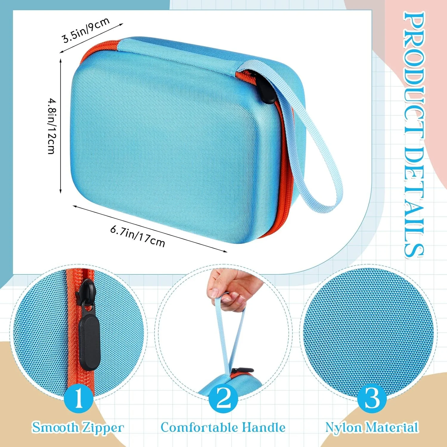 کیف آلیسِت سازگار با لوازم ضروری تری‌دودلر استارت پلاس برای مجموعه سه بعدی، کیف حمل و نگهداری قلم چاپ سه بعدی برای نگهداری فیلامنت و شارژر میکرو USB، فقط جعبه (آبی و نارنجی)