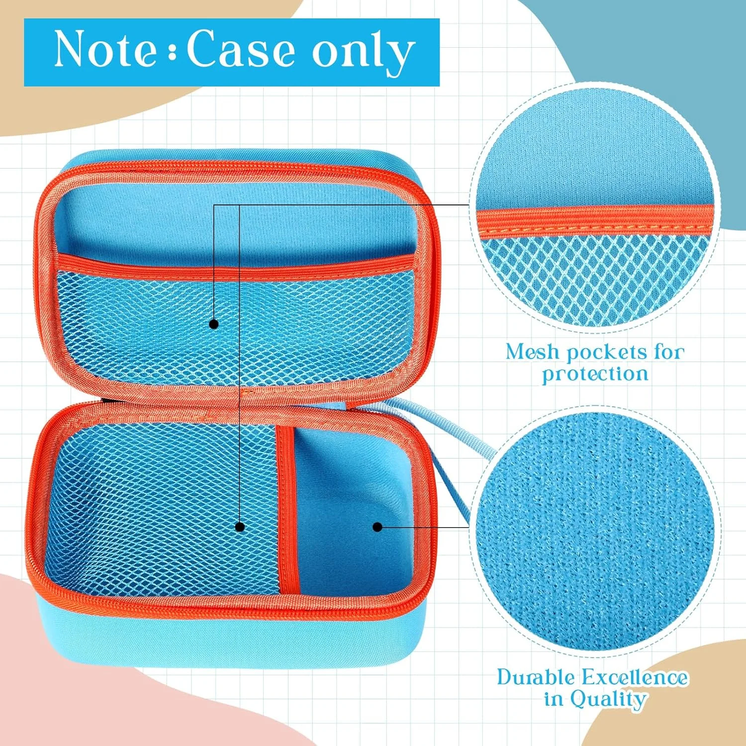 کیف آلیسِت سازگار با لوازم ضروری تری‌دودلر استارت پلاس برای مجموعه سه بعدی، کیف حمل و نگهداری قلم چاپ سه بعدی برای نگهداری فیلامنت و شارژر میکرو USB، فقط جعبه (آبی و نارنجی)