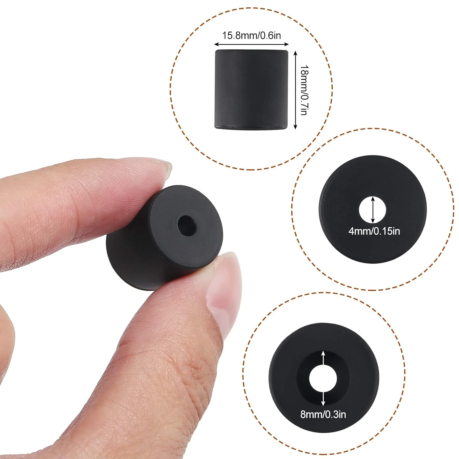 ۱۰ عدد ستون تراز کننده سیلیکونی صفحه حرارتی پرینتر سه بعدی ۱۸ میلی متری، قطعات صفحه حرارتی پرینتر سه بعدی، پایه های ثابت صفحه، بافر سیلیکونی مقاوم در برابر حرارت سازگار با CR-10 Ender 3 (مشکی، ۱۸ میلی متر)