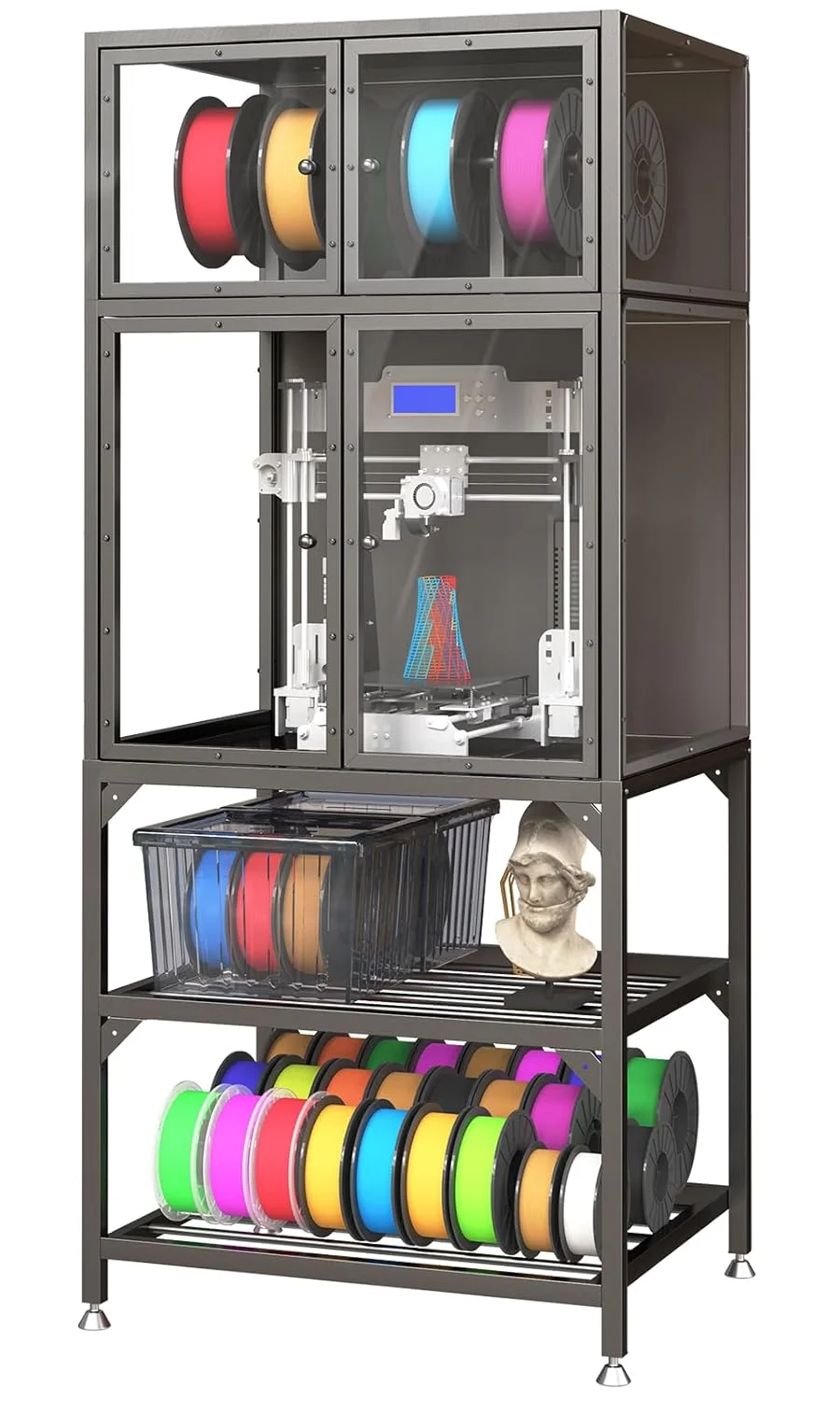 کابینت پرینتر سه بعدی با قفسه نگهداری دو لایه فیلامنت پرینتر سه بعدی، میله فیلامنت T شکل و طراحی ضد گرد و غبار و کاهش دهنده صدا، مناسب برای استودیو، نگهداری و سازماندهی اداری کابینت پرینتر سه بعدی با قفسه نگهداری دو لایه فیلامنت پرینتر سه بعدی، میله فیلامنت T شکل و طراحی ضد گرد و غبار و کاهش دهنده صدا، مناسب برای استودیو، نگهداری و سازماندهی اداری
