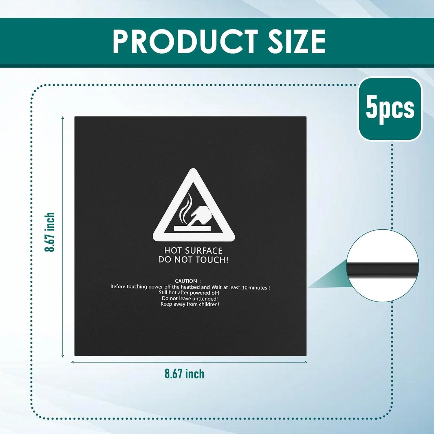 صفحه ساخت پرینتر سه بعدی Adventurer 4 pro، بسته 5 عددی، 220x220 میلی متر، استیکرهای چاپی صفحه بستر حرارتی، افزایش چسبندگی، کاهش مشکلات، یخ زدگی، قابل استفاده مجدد PLA ABS HIPS PETG