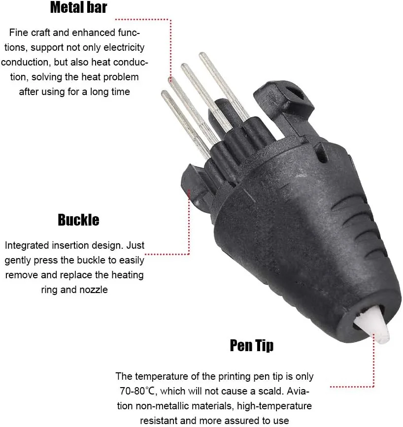 نازل چاپگر سه بعدی Acouto 1.75mm، قطعات جایگزین، نازل قلم چاپگر سه بعدی، طراحی یکپارچه مشکی