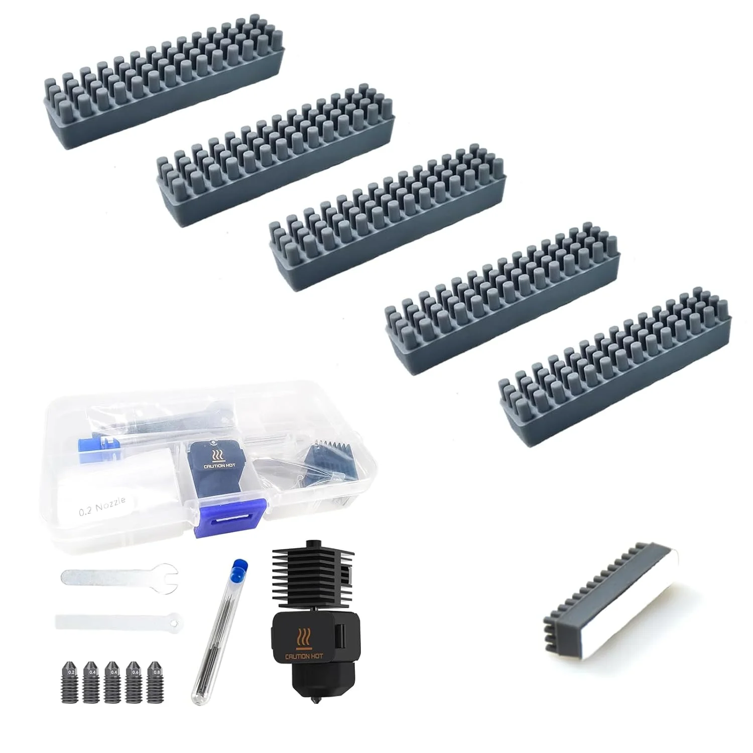5 عدد لوازم جانبی پرینتر سه بعدی Bambu Lab A1 Mini، برس سیلیکونی مقاوم در برابر سایش نازل، مجموعه Hotend A1 Mini/A1 با نازل های آماده به کار سازگار با پرینترهای سه بعدی سری Bambu Lab A1 Mini/A1، 5 عدد قطعه سخت