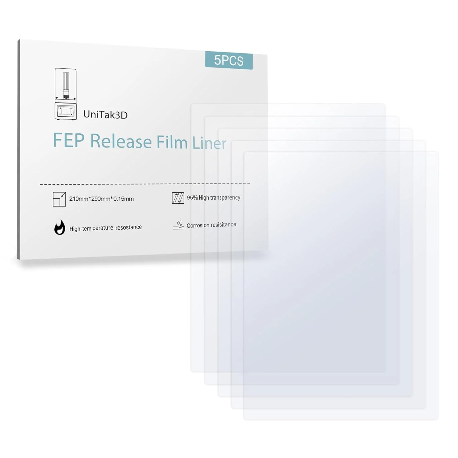 فیلم رهاسازی FEP فوتون مونو M5s، ابعاد 210*290 میلی‌متر، سازگار با Anycubic Mono M5s Pro/Mono M5s/Mono M5، فوتون M3 Premium، برای ELEGOO Saturn 3، Saturn 3 Ultra، Saturn 2، Saturn 8K، Halot Mage/Pro - بسته 5 عددی