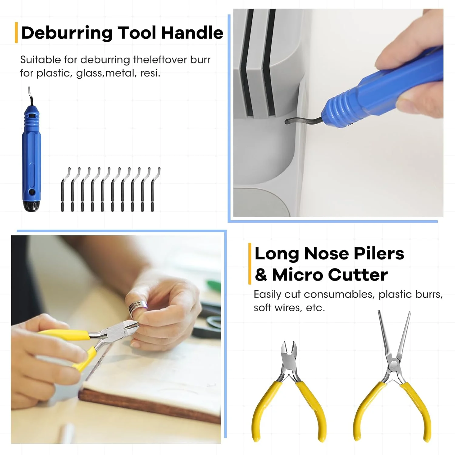 مجموعه ابزار چاپگر سه بعدی، مجموعه 58 عددی لوازم جانبی چاپگر سه بعدی شامل ابزارهای پرداخت، ابزار حذف، کاتر و غیره، ابزارهای چاپ سه بعدی RealPlus برای حذف، صاف کردن، پرداخت، سوراخکاری، پرداخت و حکاکی